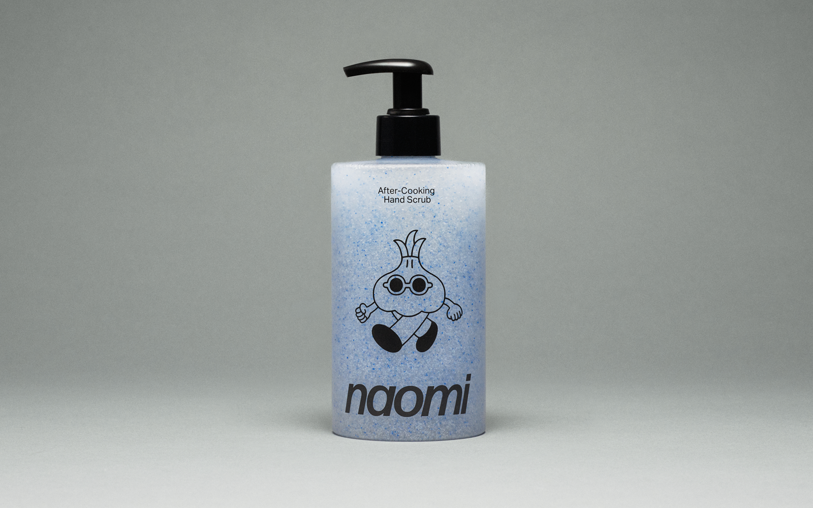 A bottle of amber-colored Naomi hand wash labeled 'Los Angeles Terroir' against a plain grey background.